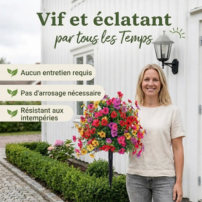 FloraLux fleurs artificielles résistantes aux intempéries pour entrée et terrasse