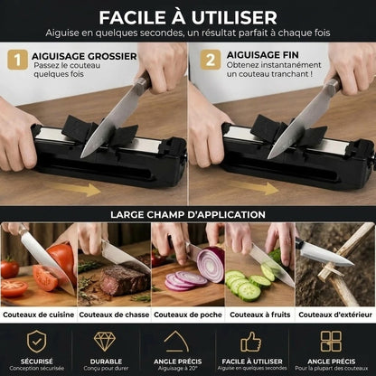 Aiguiseur de couteaux diamanté avec angle fixe de 20 degrés