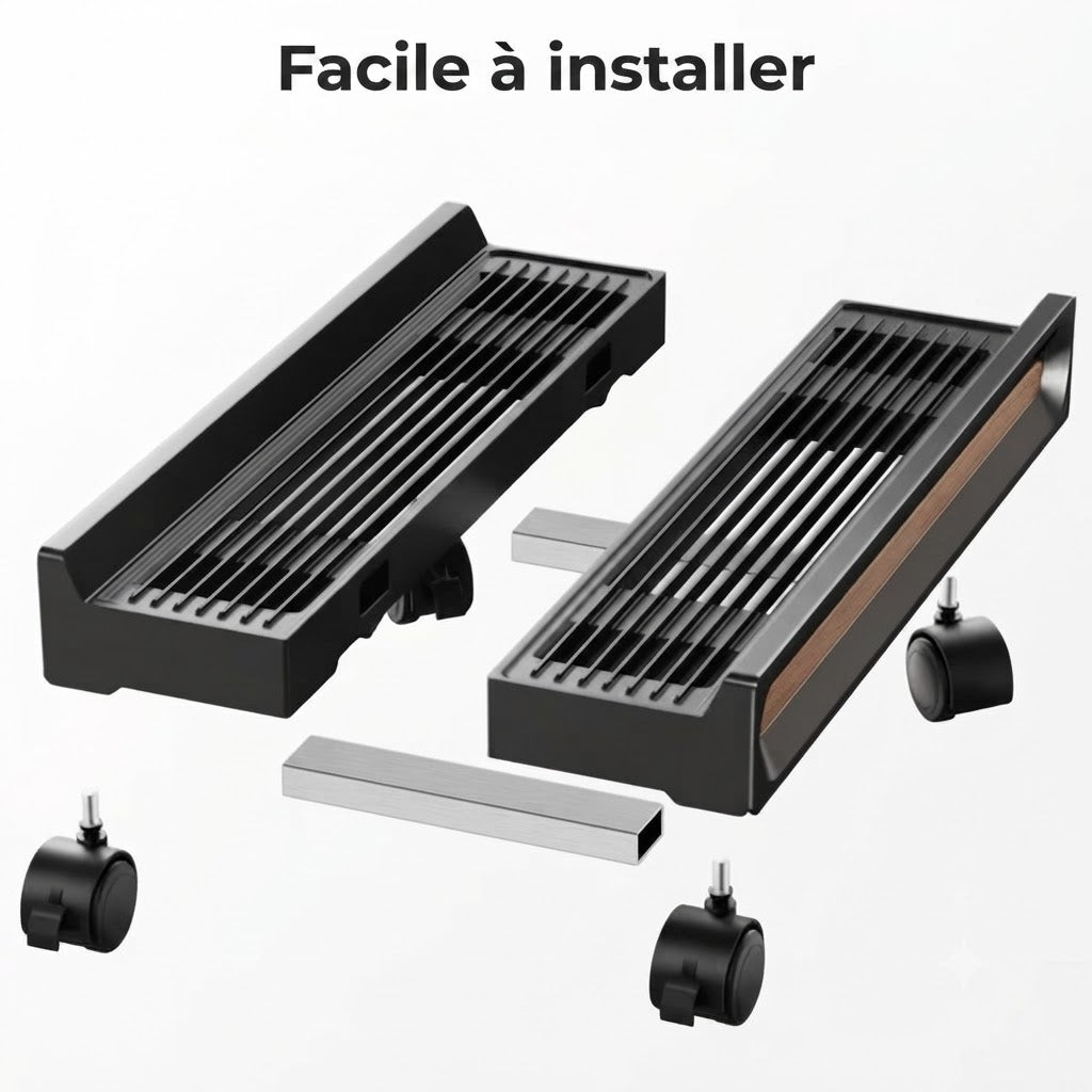 Support d’ordinateur réglable sur roulettes
