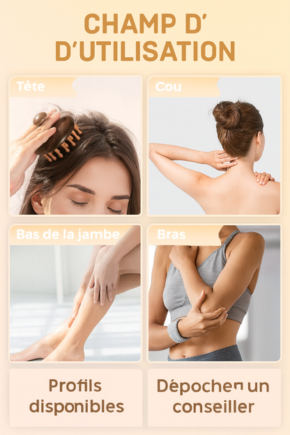 Peigne de massage en bois naturel