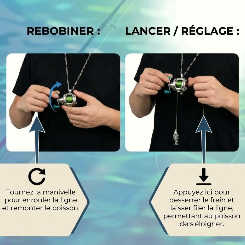 Collier avec canne à pêche miniature