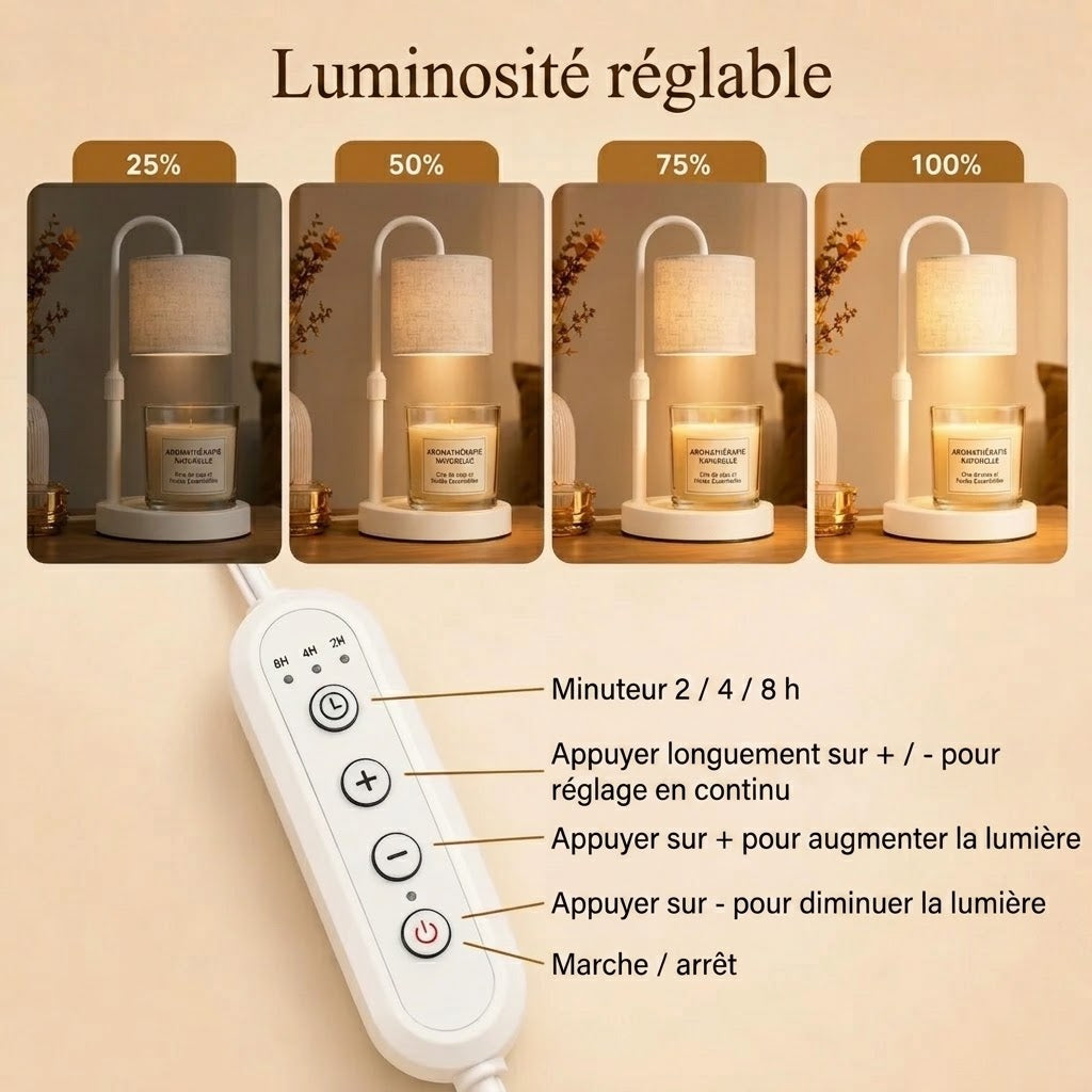 Lampe chauffe bougie sans flamme nue