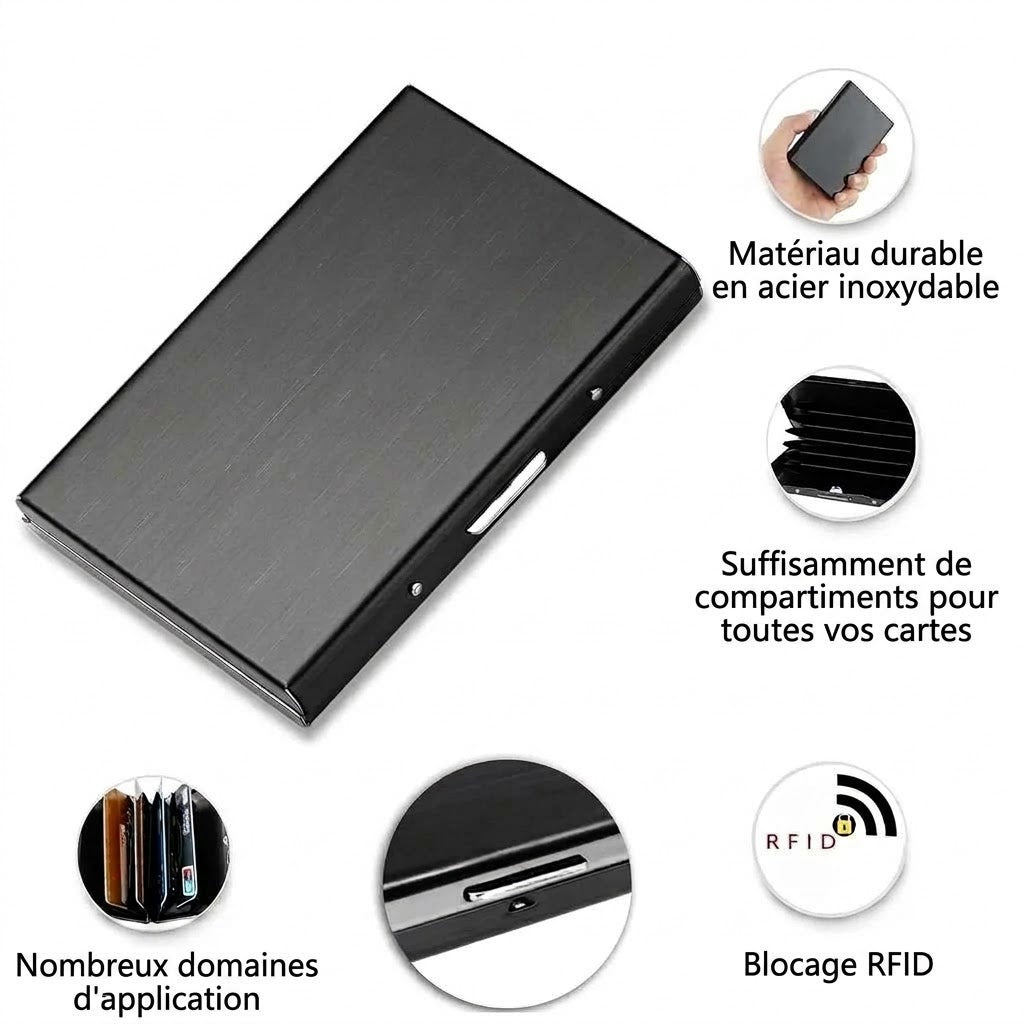 Porte-cartes RFID en acier inoxydable avec 10 compartiments