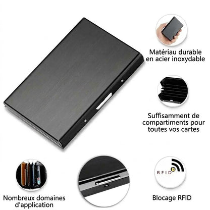 Porte-cartes RFID en acier inoxydable avec 10 compartiments