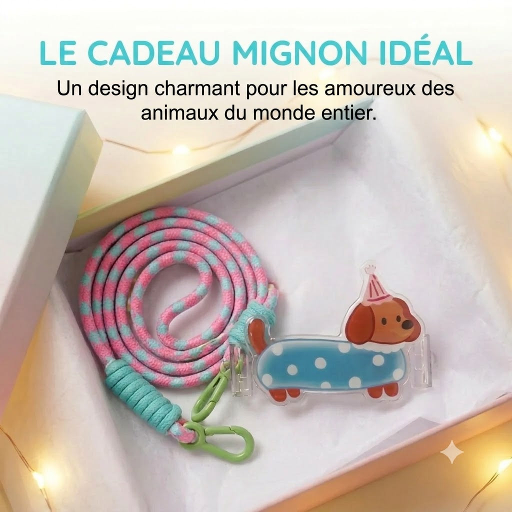 Pince pour téléphone avec motif animal et dragonne