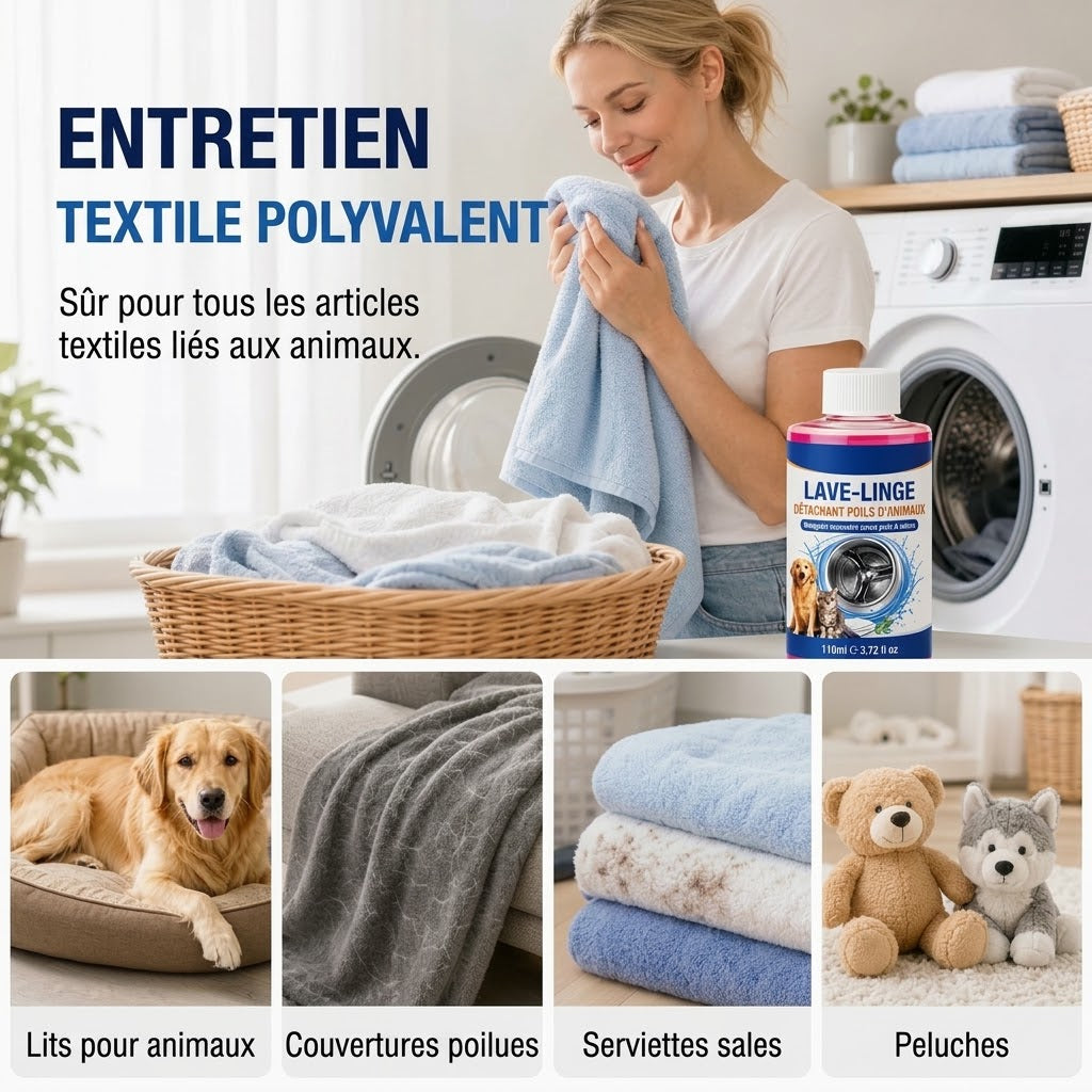 Nettoyant lave-linge 4 en 1 contre les poils d’animaux et les mauvaises odeurs