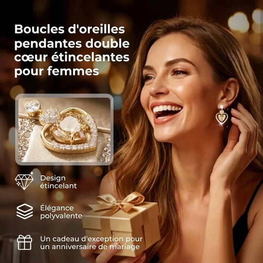 Boucles d’oreilles pendantes en forme de cœur 1 paire