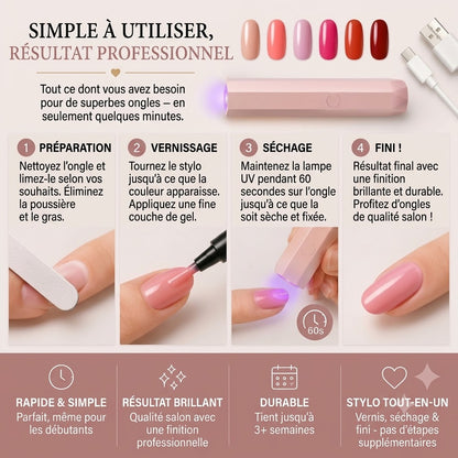 SalonPen coffret de stylos gel 3-en-1 avec lampe LED UV, 6 pièces