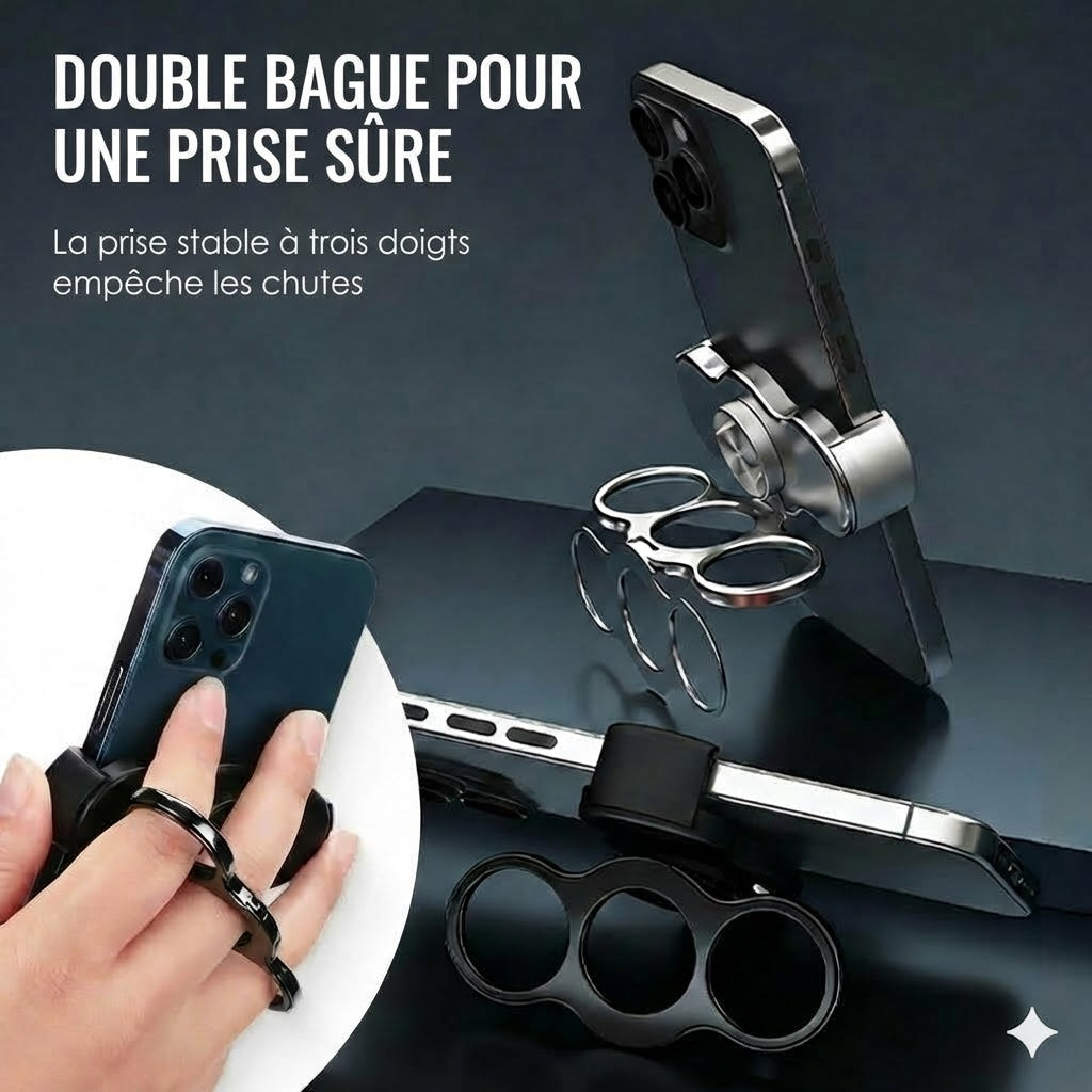 Double bague pour trois doigts avec clip à l'arrière
