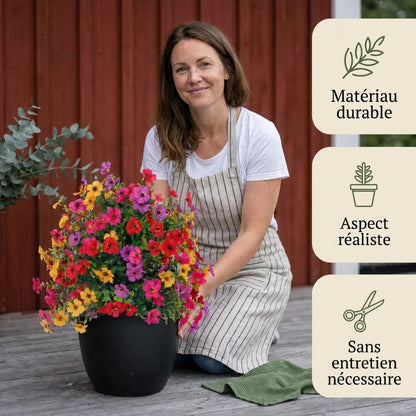 FloraLux fleurs artificielles résistantes aux intempéries pour entrée et terrasse