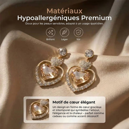 Boucles d’oreilles pendantes en forme de cœur 1 paire