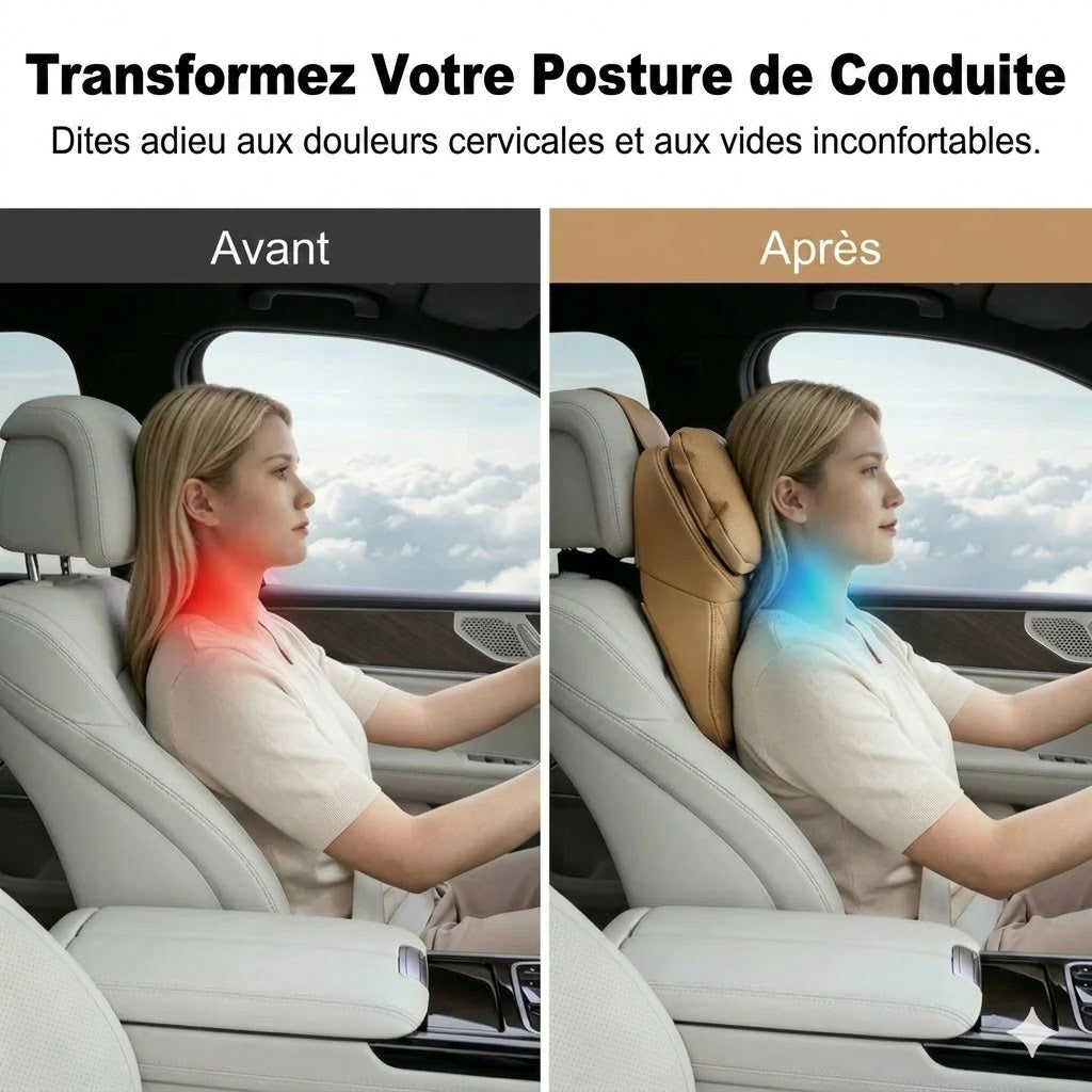 Appuie-tête de voiture en cuir PU de qualité aéronautique