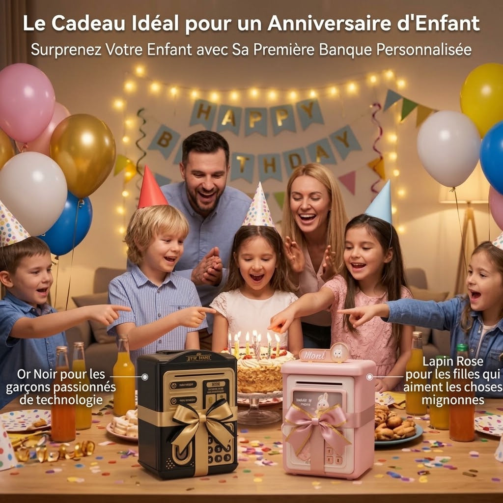 Tirelire distributeur automatique pour enfants avec mot de passe