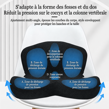 Coussin de siège antidérapant en mousse à mémoire de forme