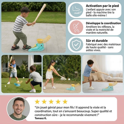 Lanceur de baseball à pédale pour enfants avec batte et balles