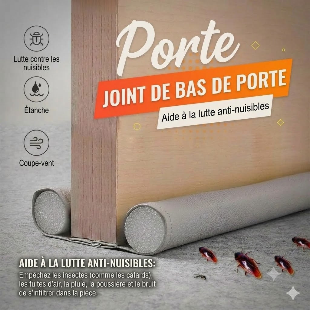 Bas de porte isolant – empêche les insectes, les courants d'air et le bruit d'entrer