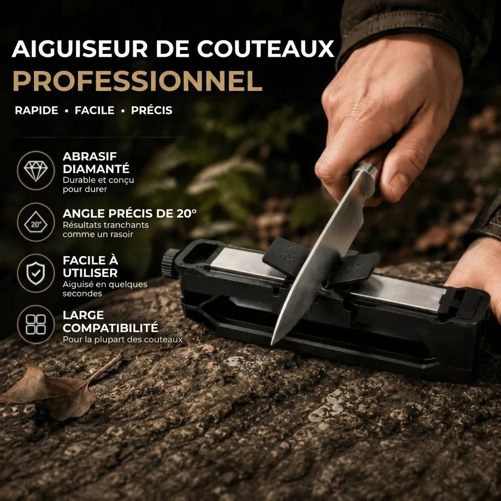 Aiguiseur de couteaux diamanté avec angle fixe de 20 degrés