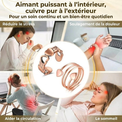 Bague réglable en cuivre avec aimants