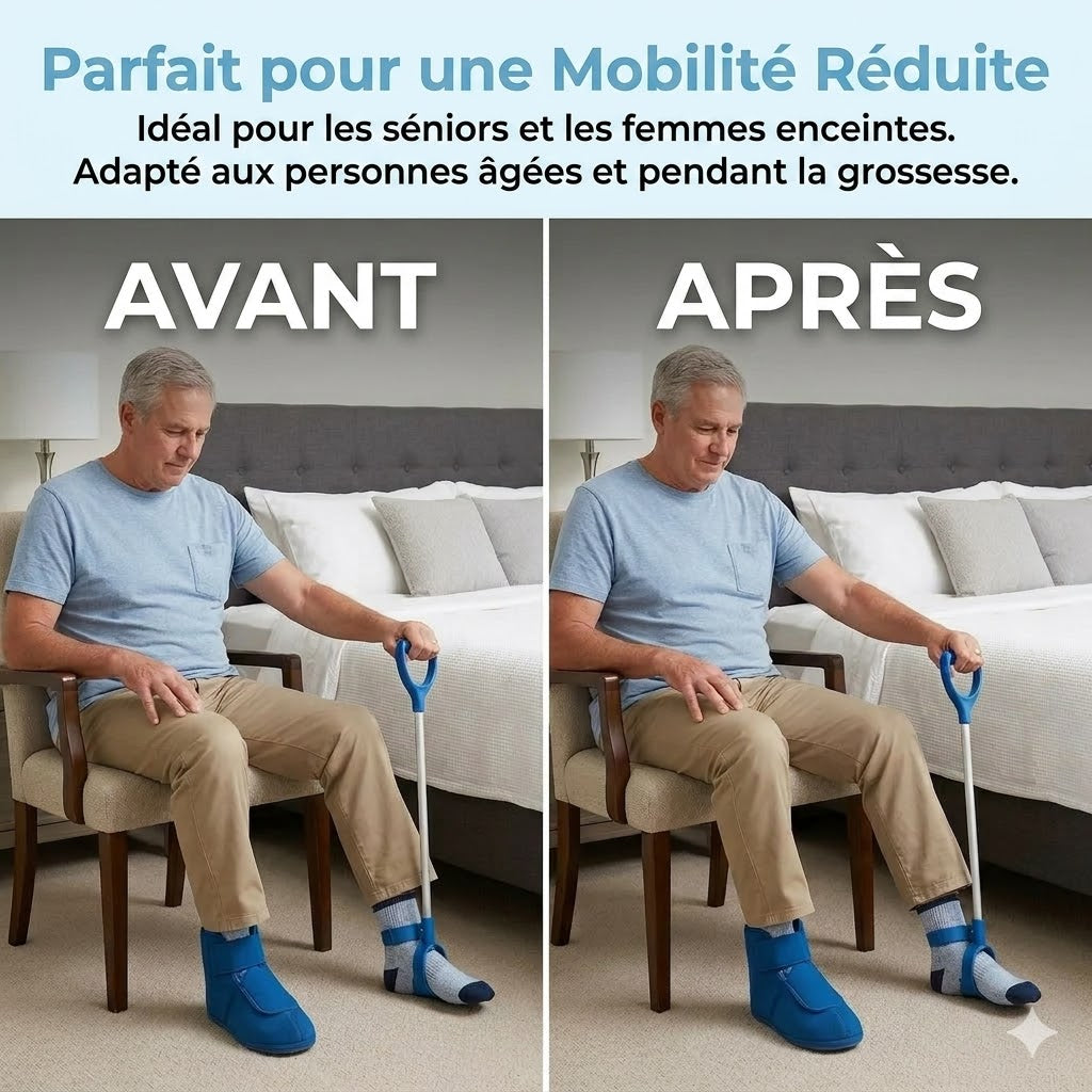 Enfile-chaussettes rigide avec sangles de tirage