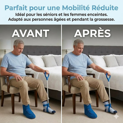 Enfile-chaussettes rigide avec sangles de tirage