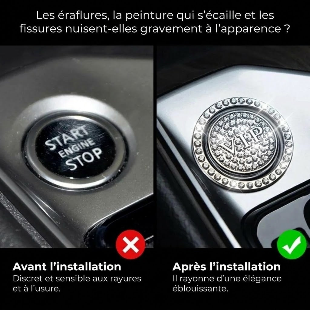 Anneau en strass pour bouton de démarrage de voiture