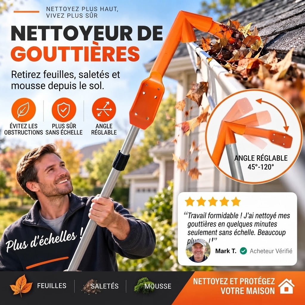 Nettoyeur de gouttières ergonomique