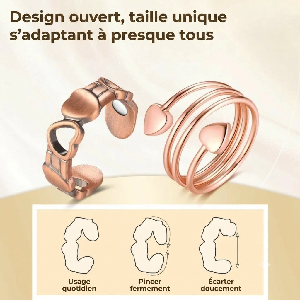 Bague réglable en cuivre avec aimants