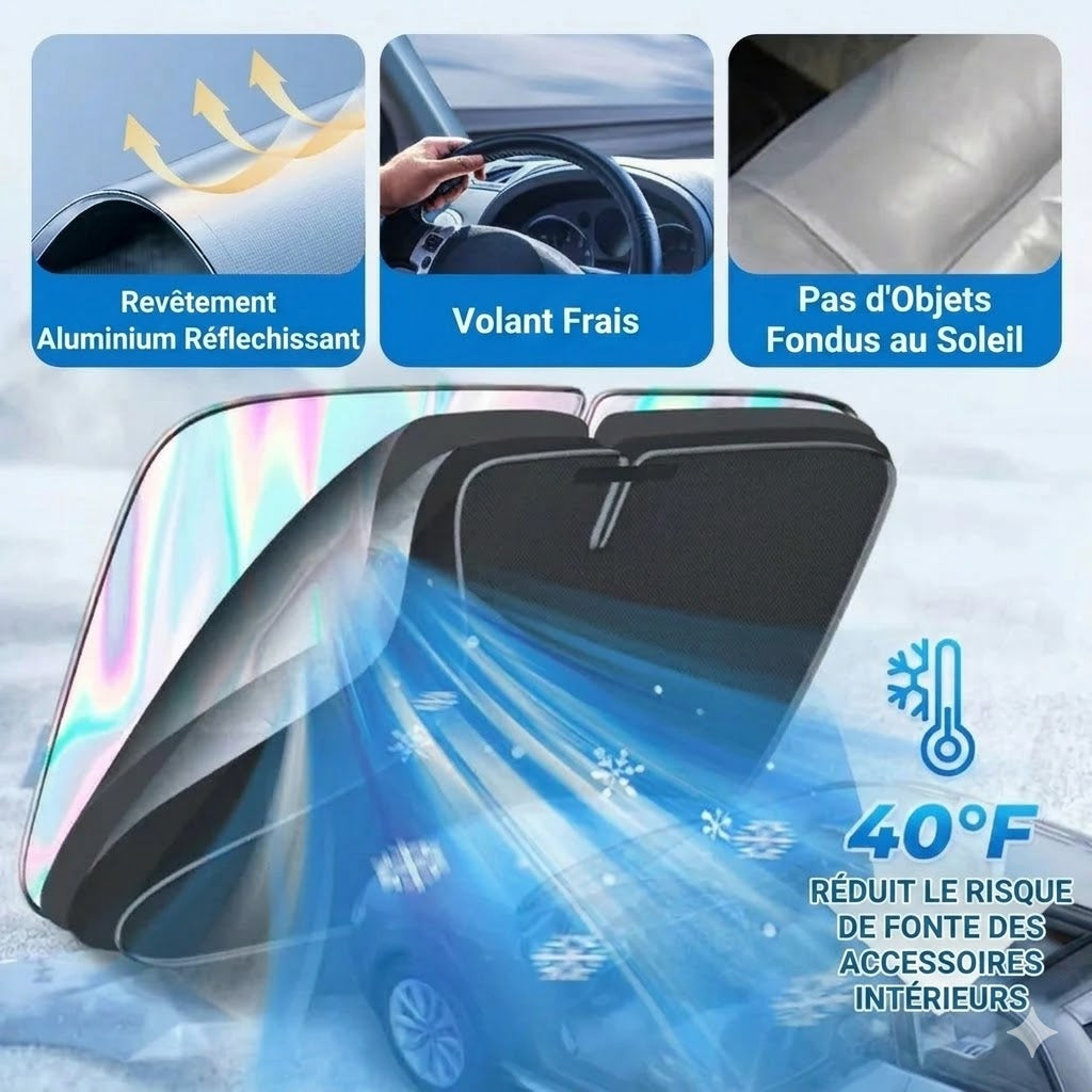 Pare-soleil pour voiture avec revêtement réfléchissant en aluminium contre la chaleur extrême