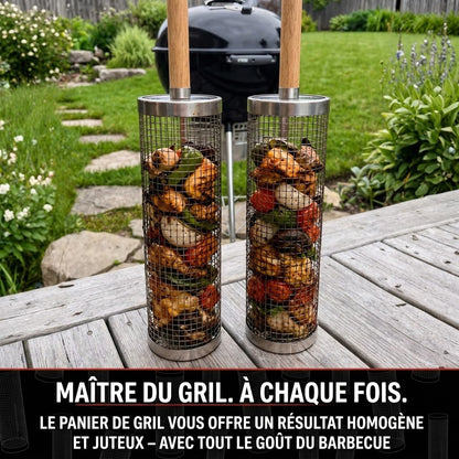 Panier à griller rotatif en acier inoxydable