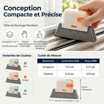 Nettoyeur multifonction 3 en 1 pour rails et interstices
