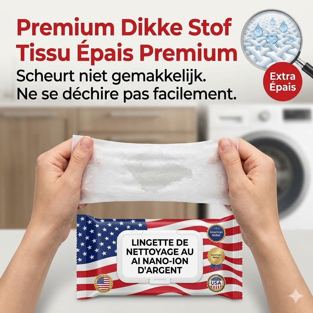 Lingettes ultra-nettoyantes américaines aux ions de nano-argent (80 lingettes/paquet)