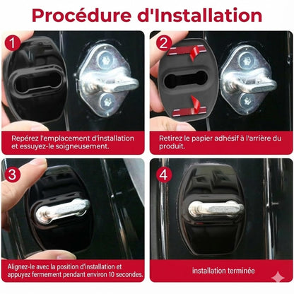 Protections métalliques pour loquets de portière de voiture (4 pièces)