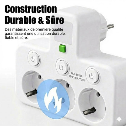 Multiprise gain de place avec éclairage et USB