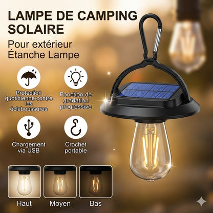 Lampe de tente solaire (Lanterne de camping LED rechargeable par USB)