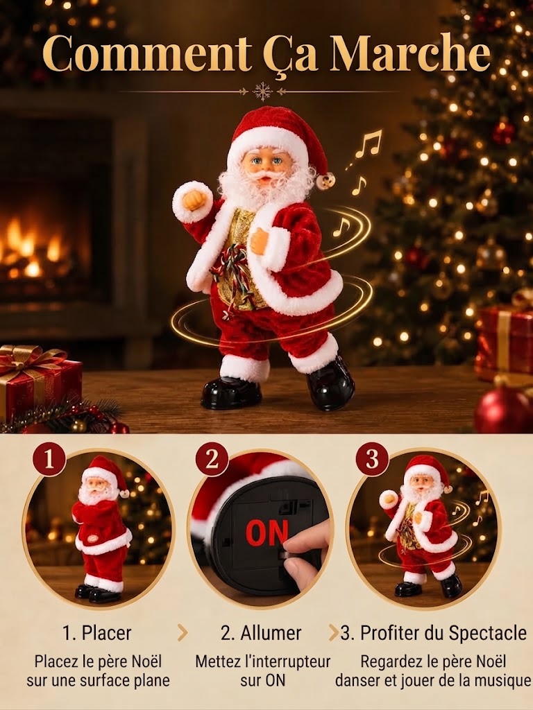 Père Noël dansant avec musique