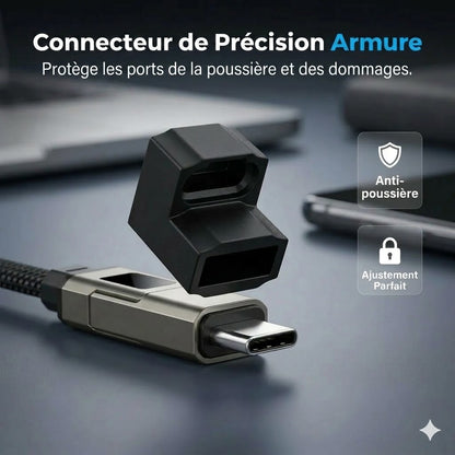 Câble de charge porte-clés 4-en-1 avec affichage numérique