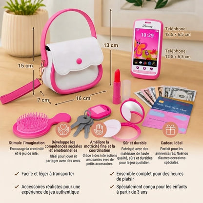 Sac à main jouet pour enfants avec téléphone et accessoires de maquillage