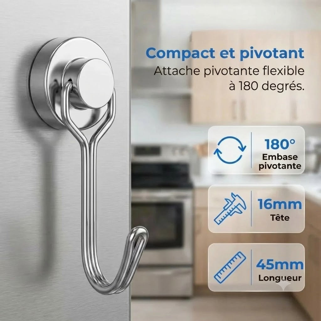 Lot de 2 crochets magnétiques pivotants