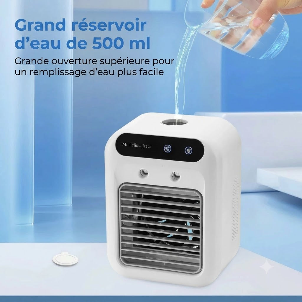 Rafraîchisseur d’Air Portable 3-en-1 avec Refroidissement Sans Fil et Air Frais