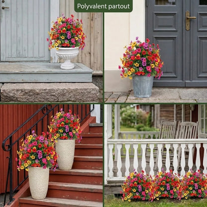 FloraLux fleurs artificielles résistantes aux intempéries pour entrée et terrasse