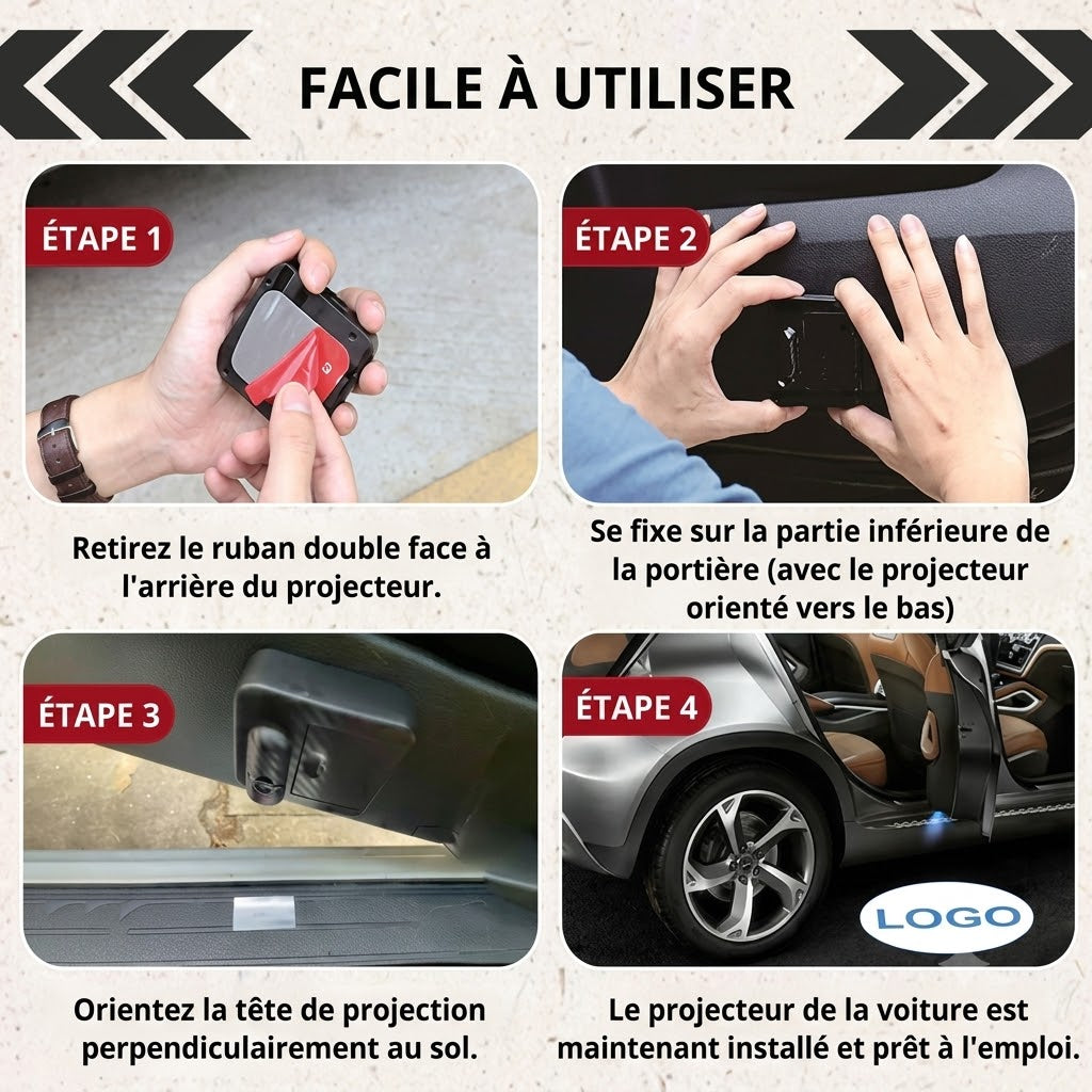 Projecteur de logo pour voiture – Illuminez votre entrée avec un logo élégant