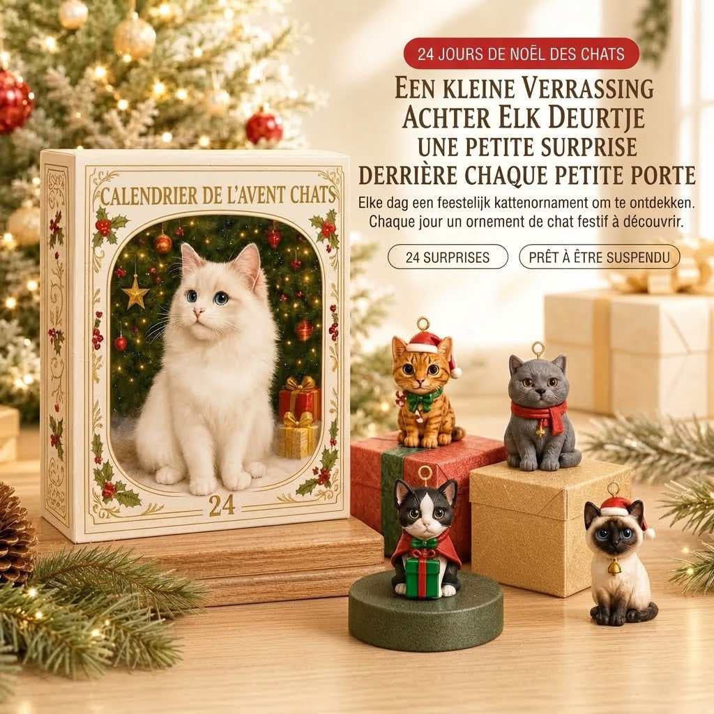 Calendrier de l’Avent 3D avec chats et boîtes surprises