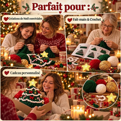 Kit de crochet DIY pour bonnet de sapin de Noël