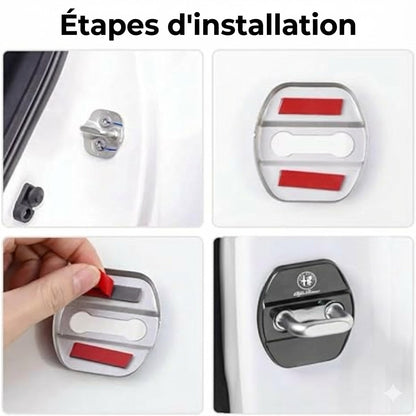 Protections métalliques pour loquets de portière de voiture (4 pièces)