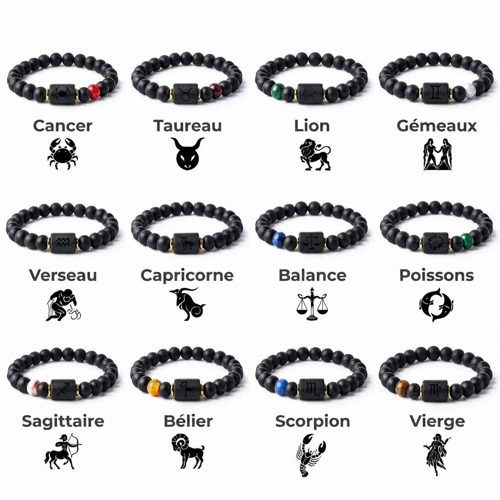 Bracelet en perles avec signe du zodiaque
