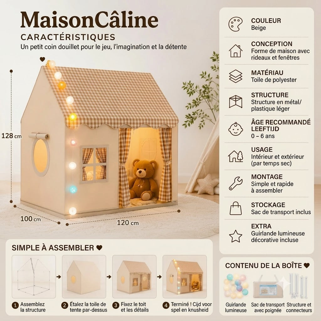 CozyHouse tente de jeu pour enfants en forme de maison