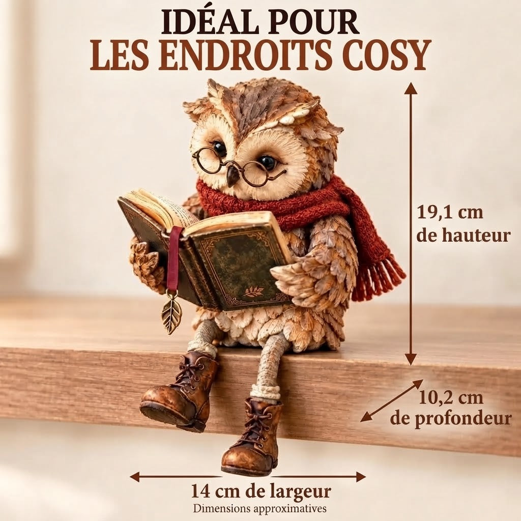 Figurine de hibou lecteur pour décoration intérieure