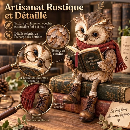 Figurine de hibou lecteur pour décoration intérieure