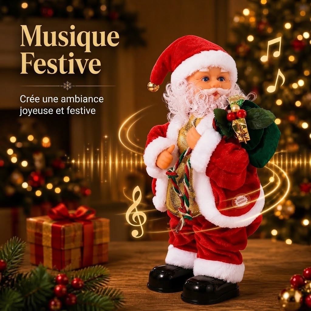 Père Noël dansant avec musique