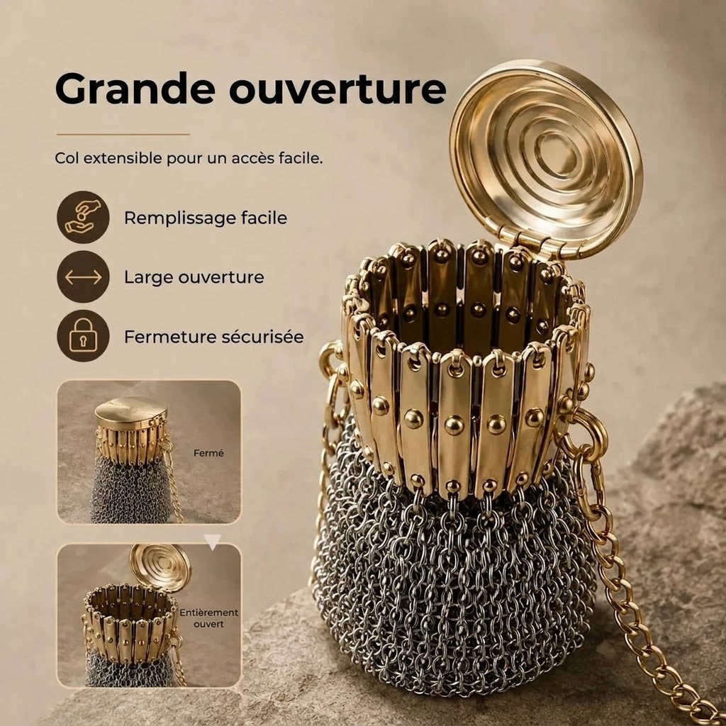 Porte-monnaie vintage en maille métallique pour petits objets